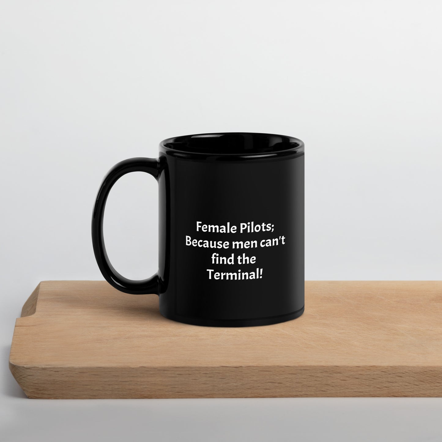 Funny Male Pilot Black Glossy Mug