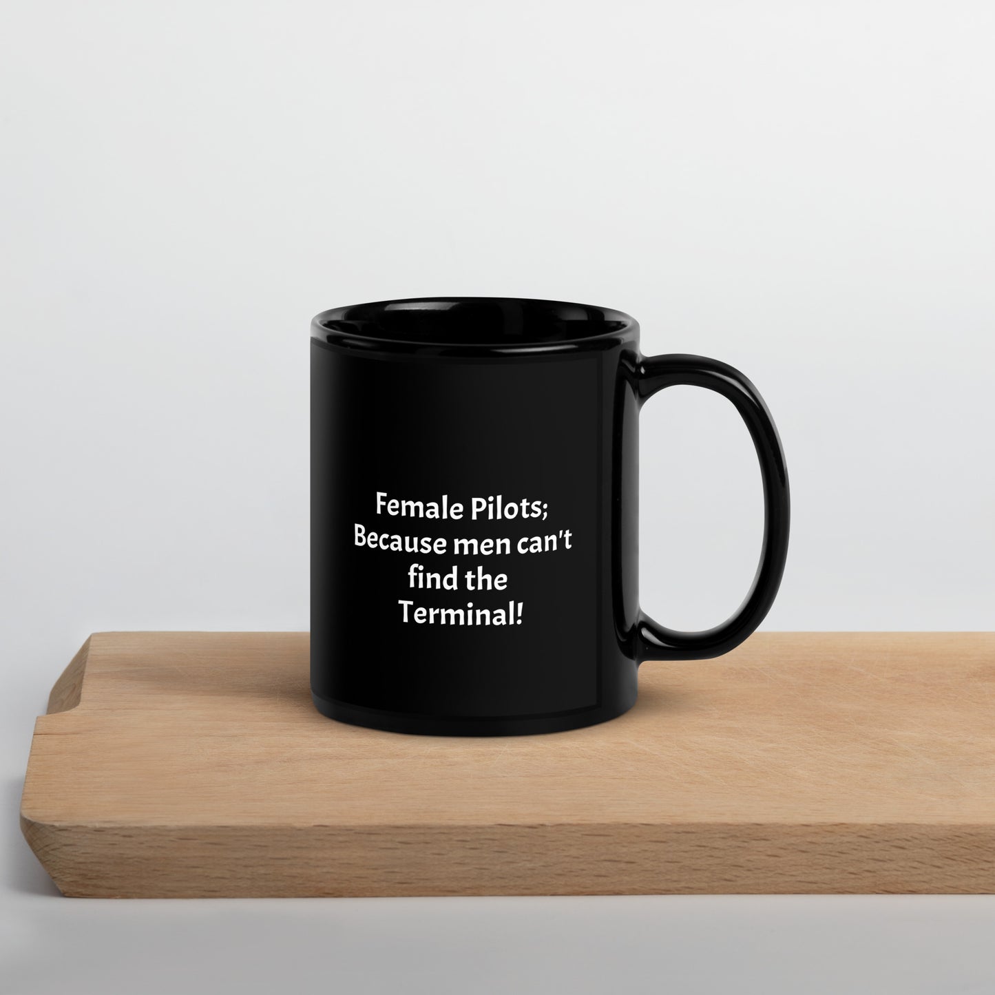 Funny Male Pilot Black Glossy Mug