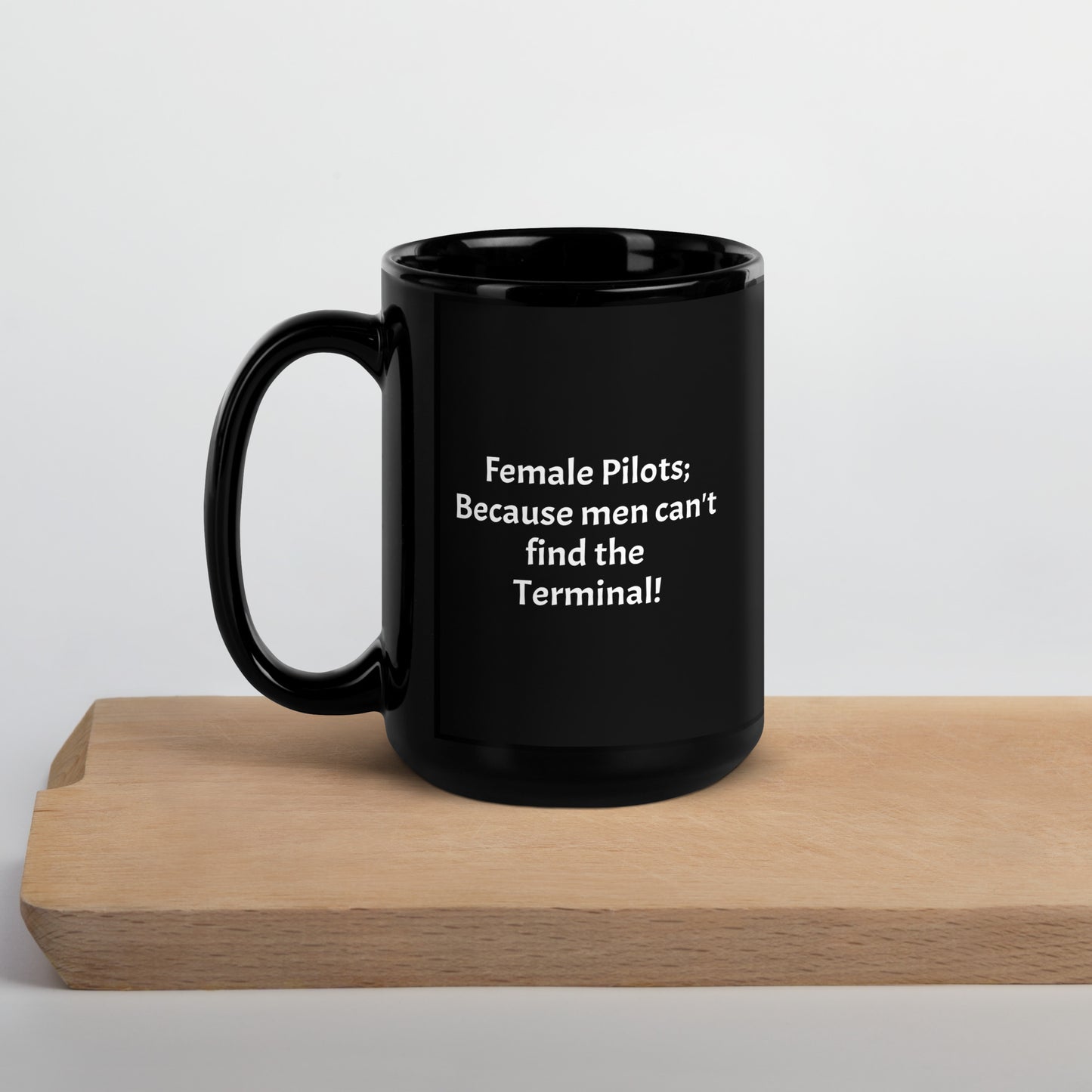 Funny Male Pilot Black Glossy Mug