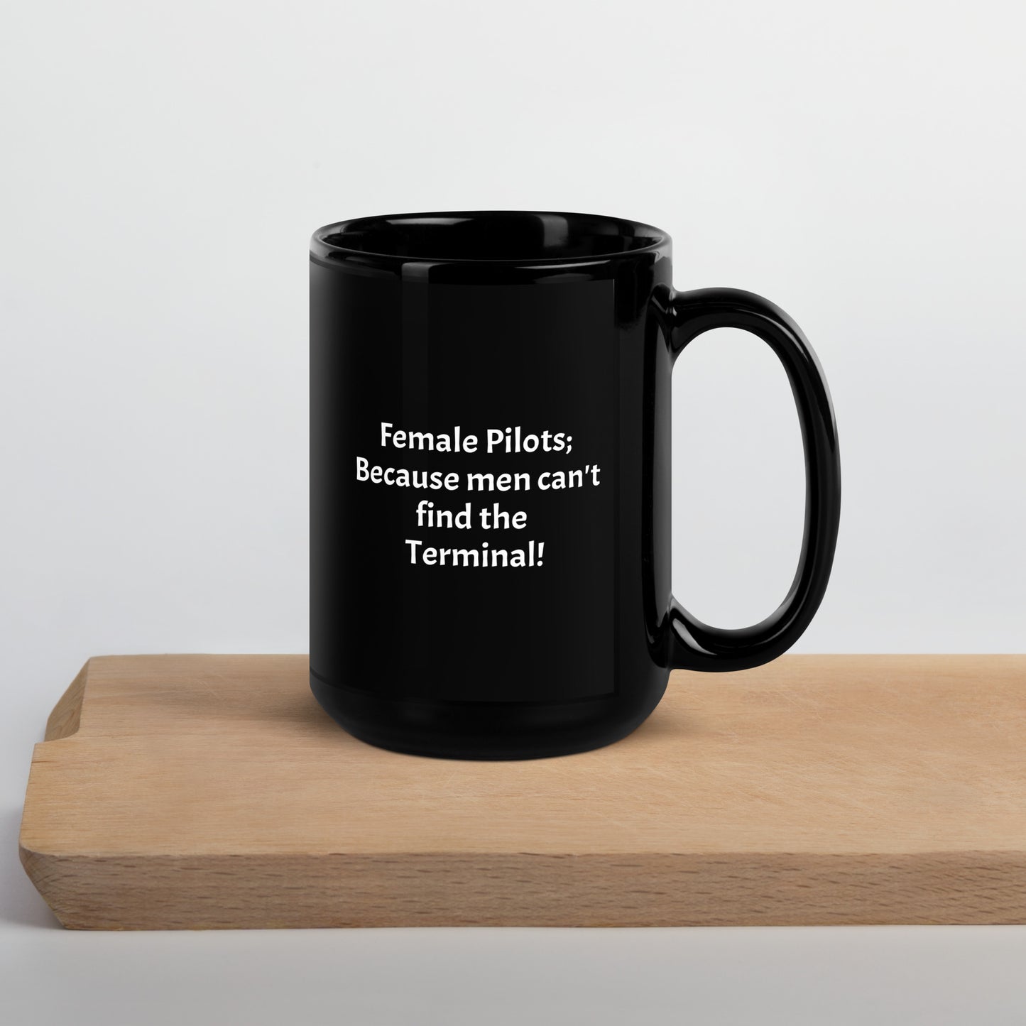 Funny Male Pilot Black Glossy Mug