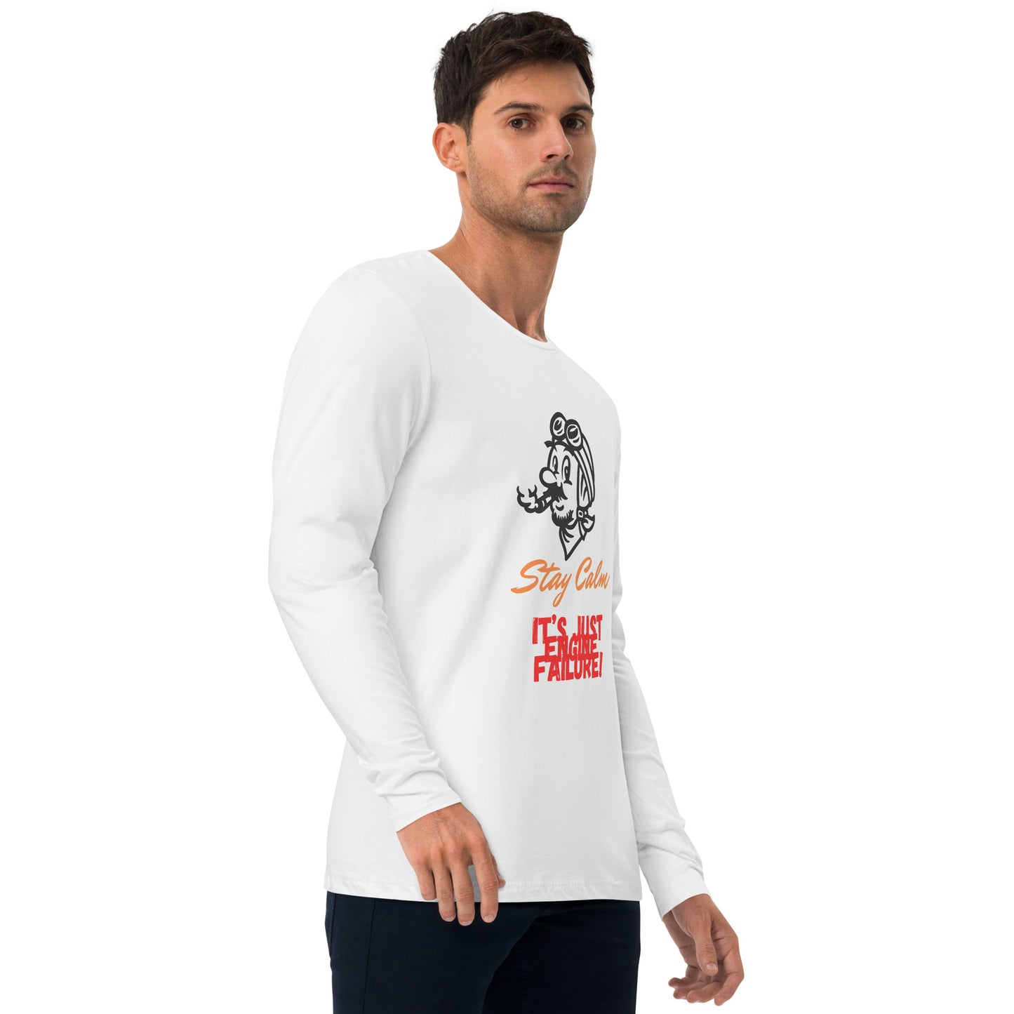 Funny Pilot Long Sleeve Fitted Crew