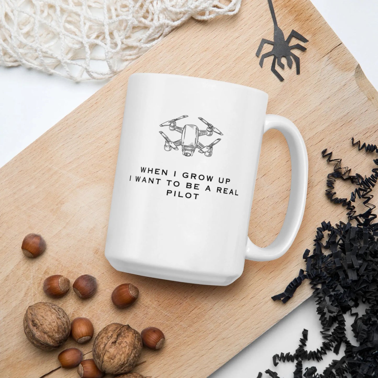 Funny Drone Pilot white glossy mug
