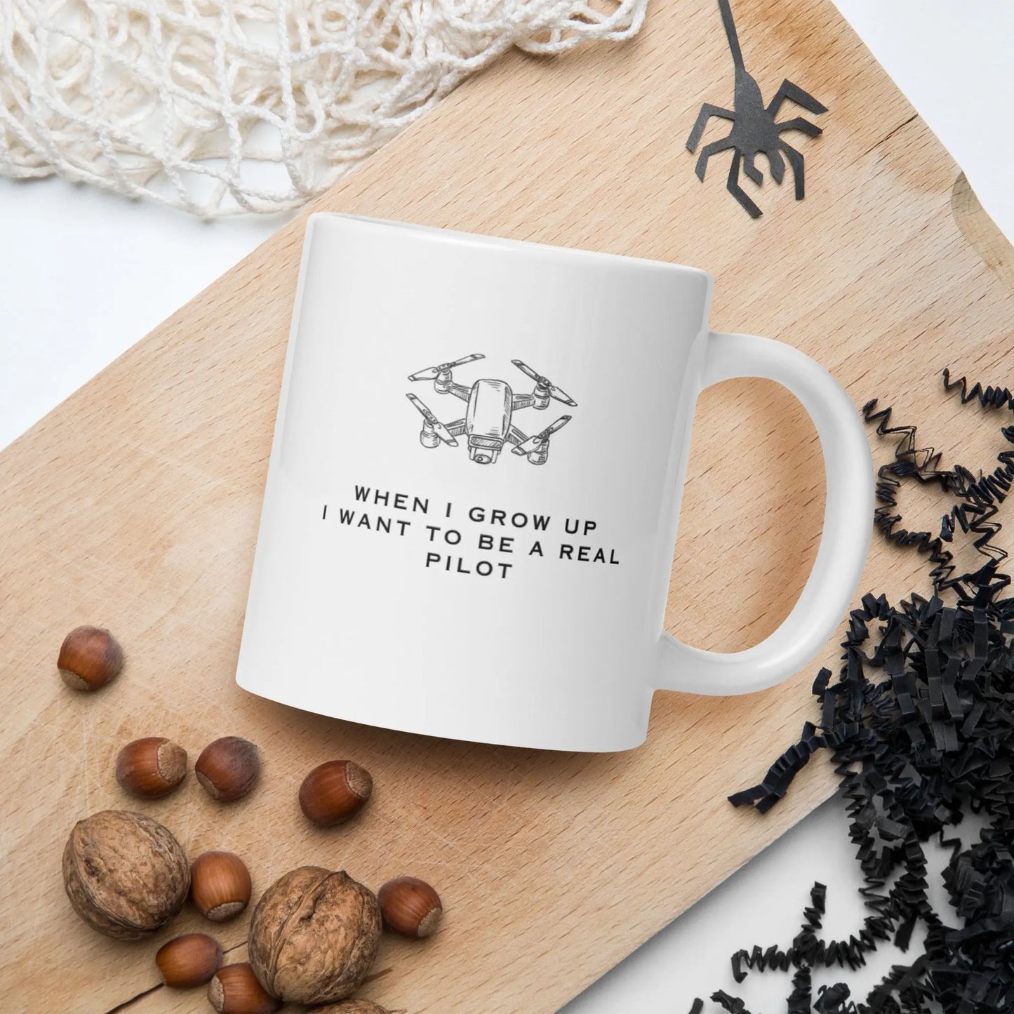 Funny Drone Pilot white glossy mug