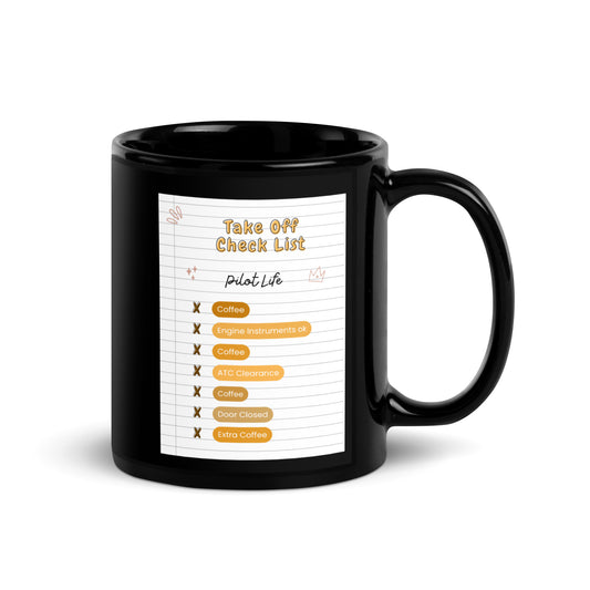 Pilot Check List Black Glossy Mug