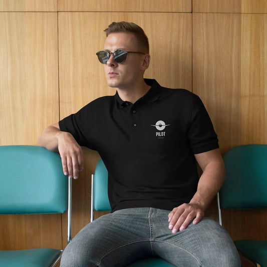 Pilot inside funny men's Premium Polo
