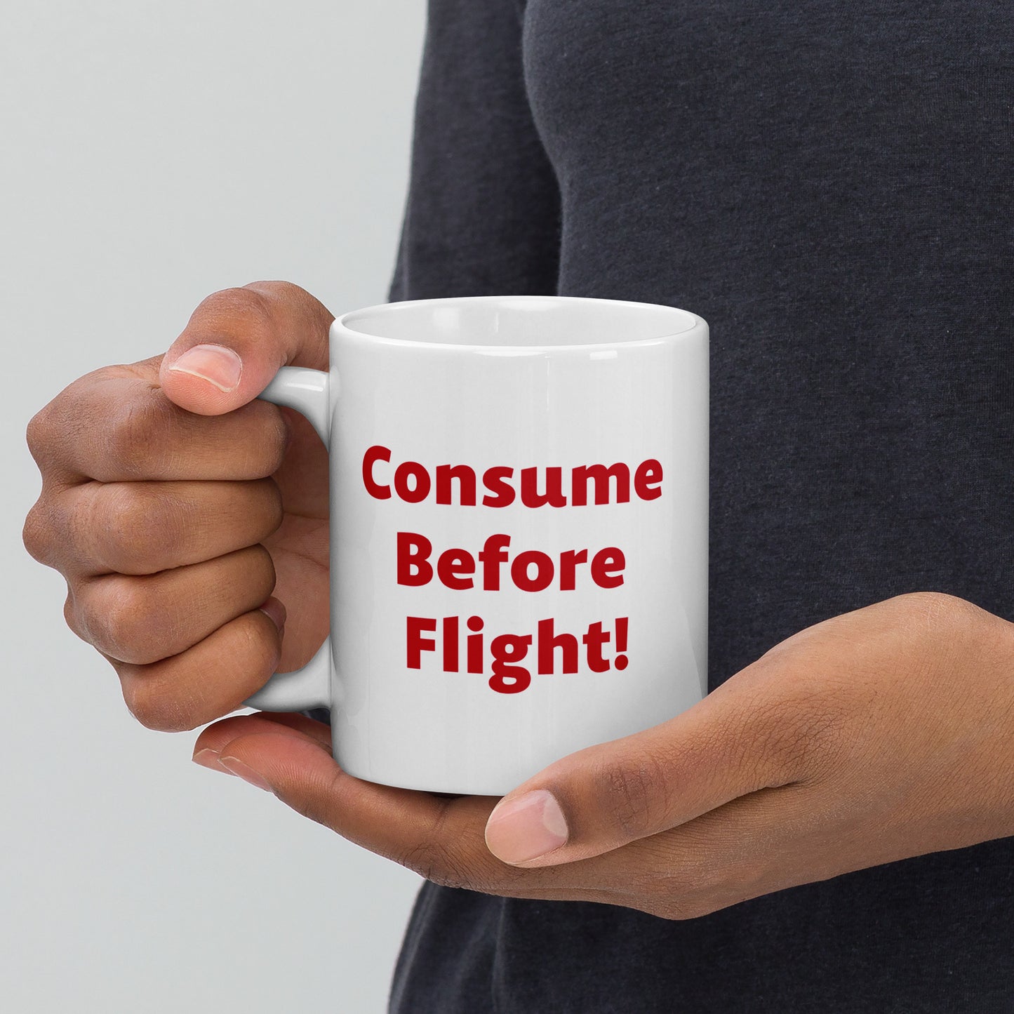 Pilot "Consume Before Flight" themed White glossy mug