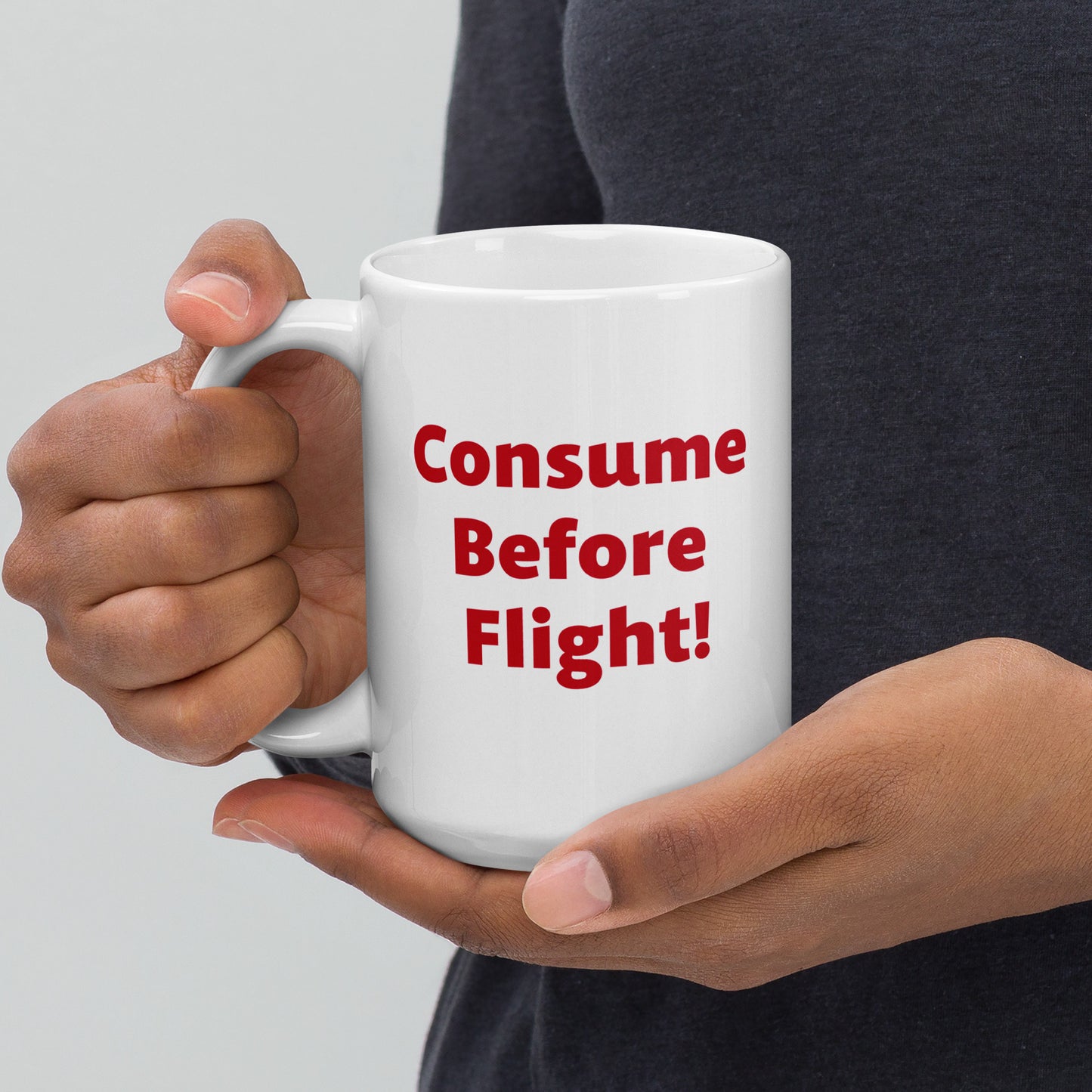 Pilot "Consume Before Flight" themed White glossy mug