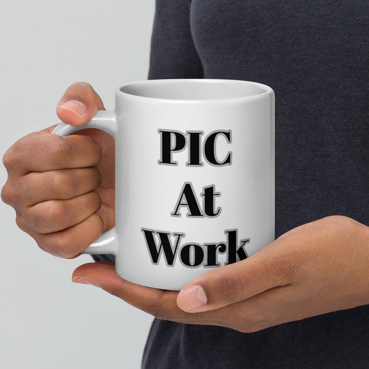 PIC at work White glossy mug